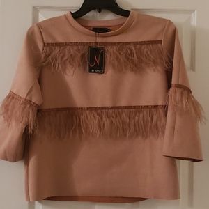 Faux suede pale pink top